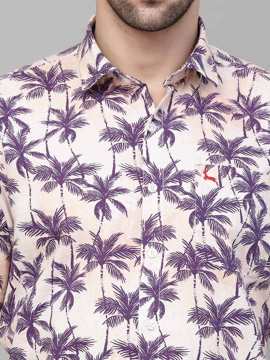 Valbone Men’s Digital Print Purple Tree Printed Regular Fit Casual Shirt Half Sleeves