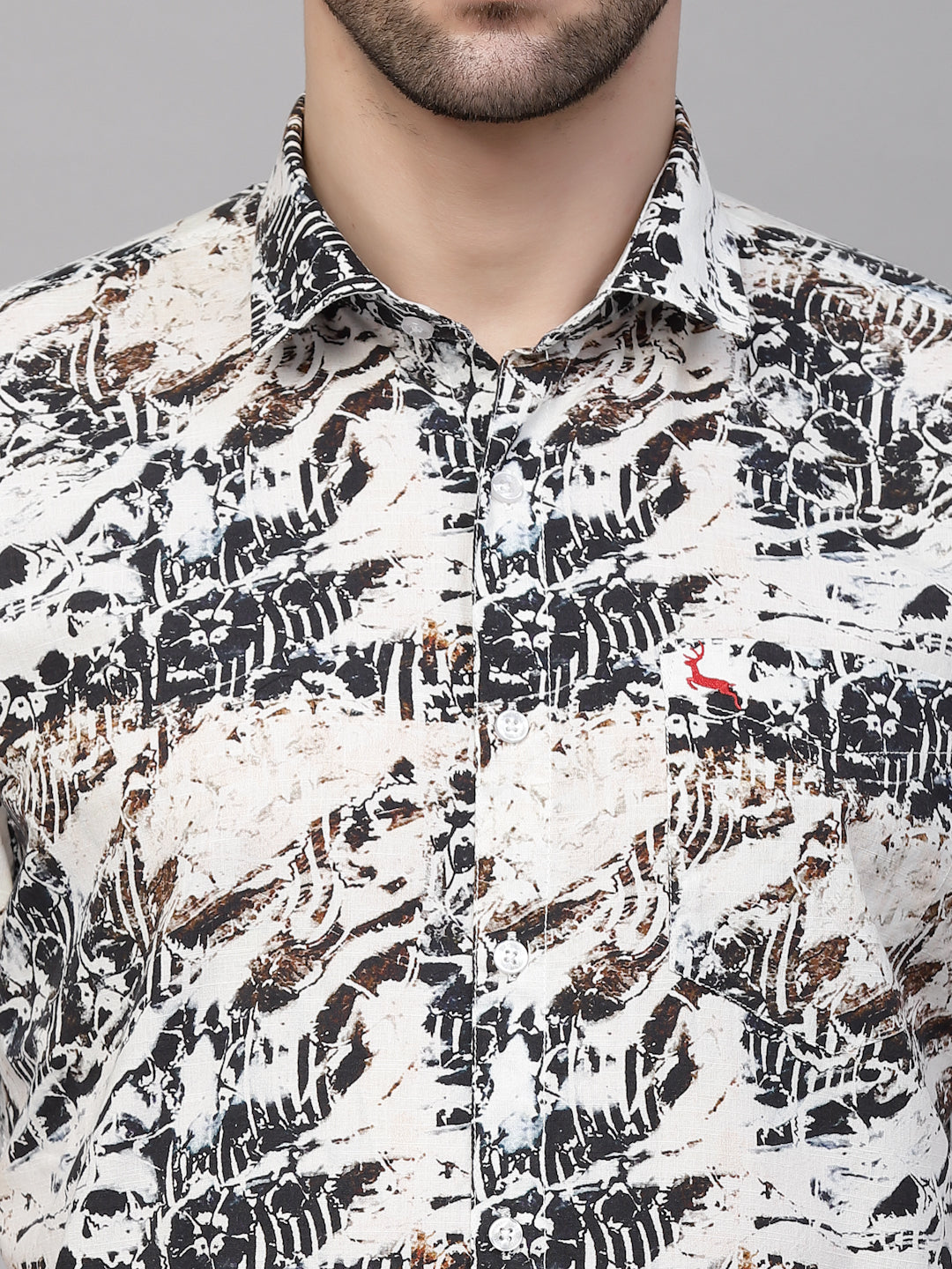 Valbone Men’s Black Digital Print Regular Fit Casual Shirt Half Sleeves