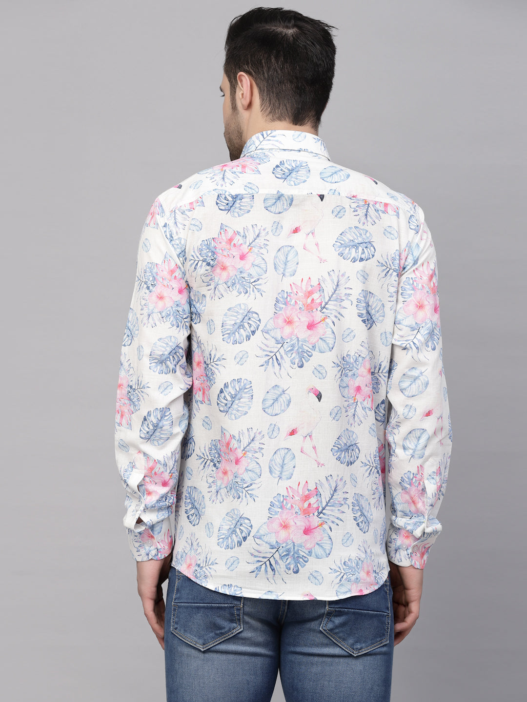 Valbone Men’s Digital Print Floral Printed Pure Cotton Casual Full Sleeves Shirt