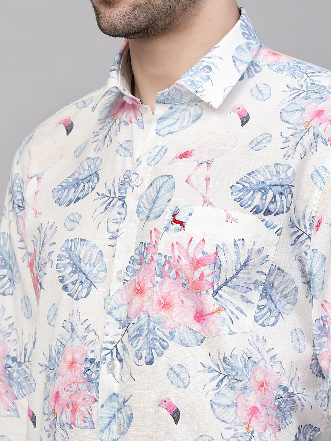 Valbone Men’s Digital Print Floral Printed Pure Cotton Casual Full Sleeves Shirt