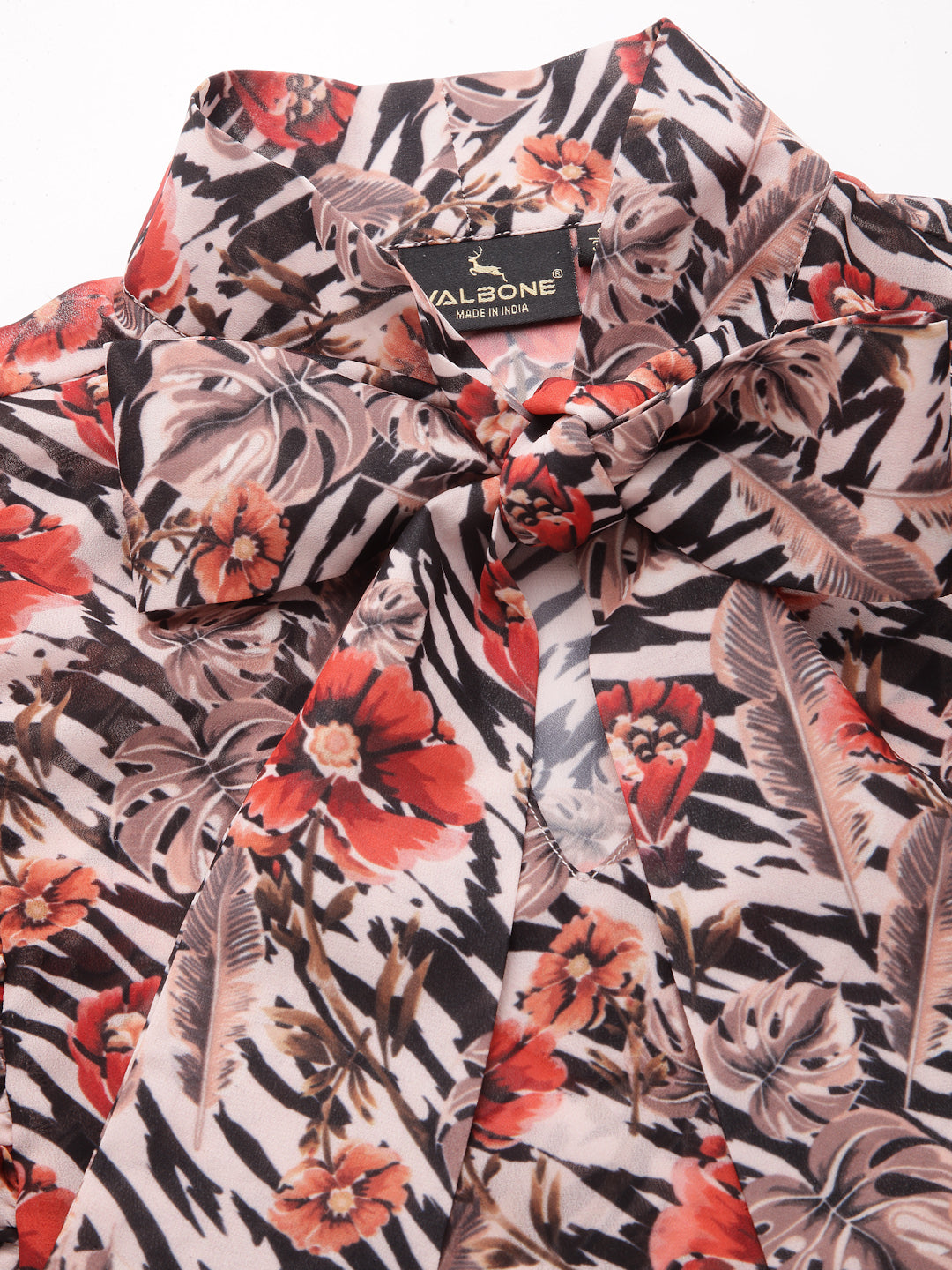 Valbone Women’s Orange Georgette Floral Print Top