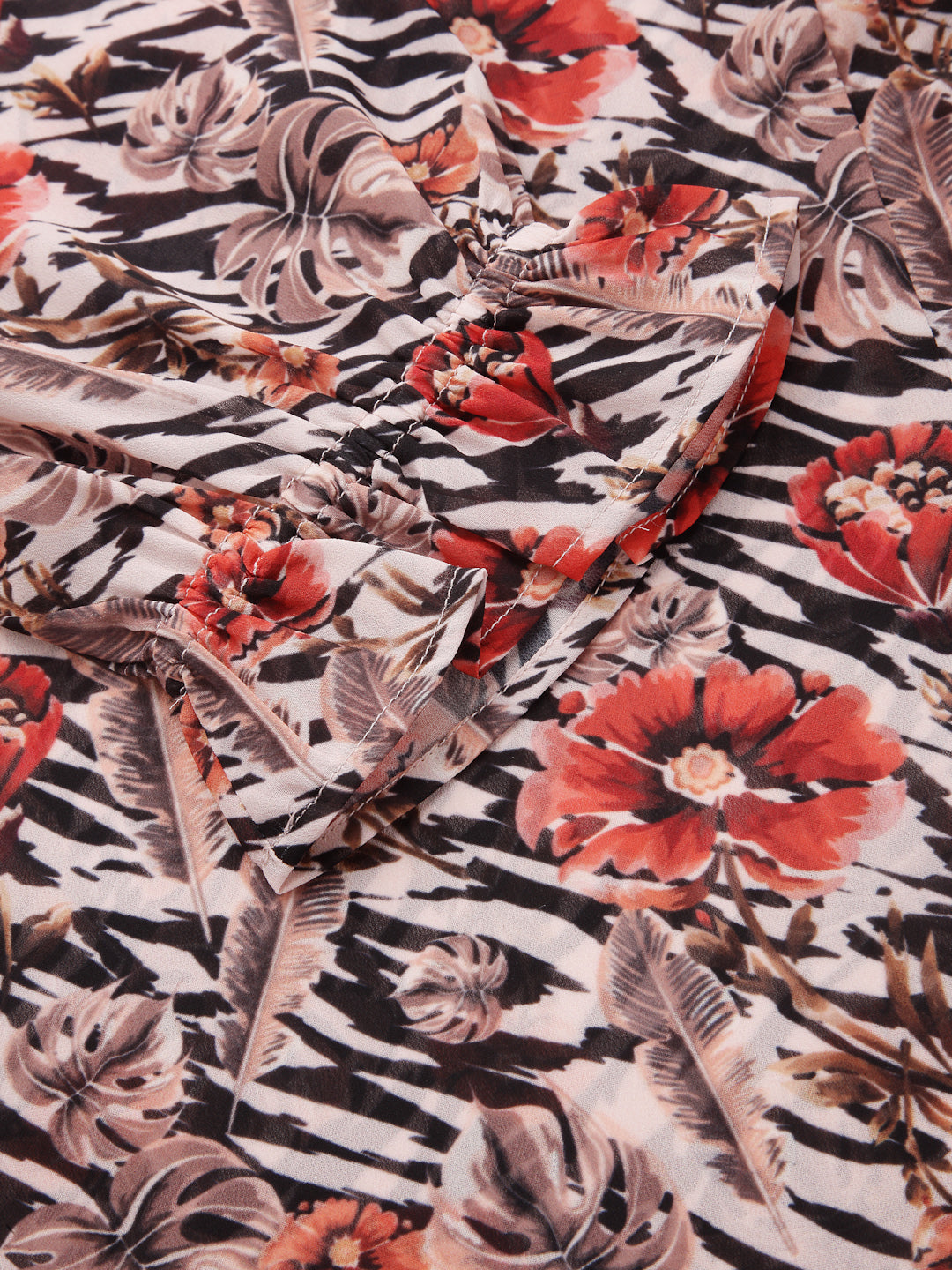 Valbone Women’s Orange Georgette Floral Print Top