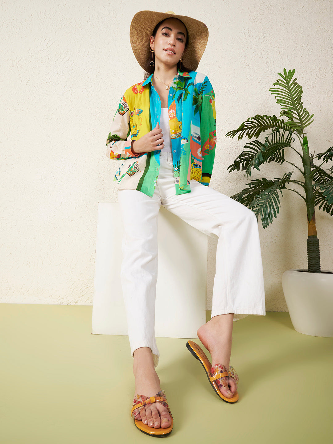 Women’s Tropical Print Multicolor Shirt