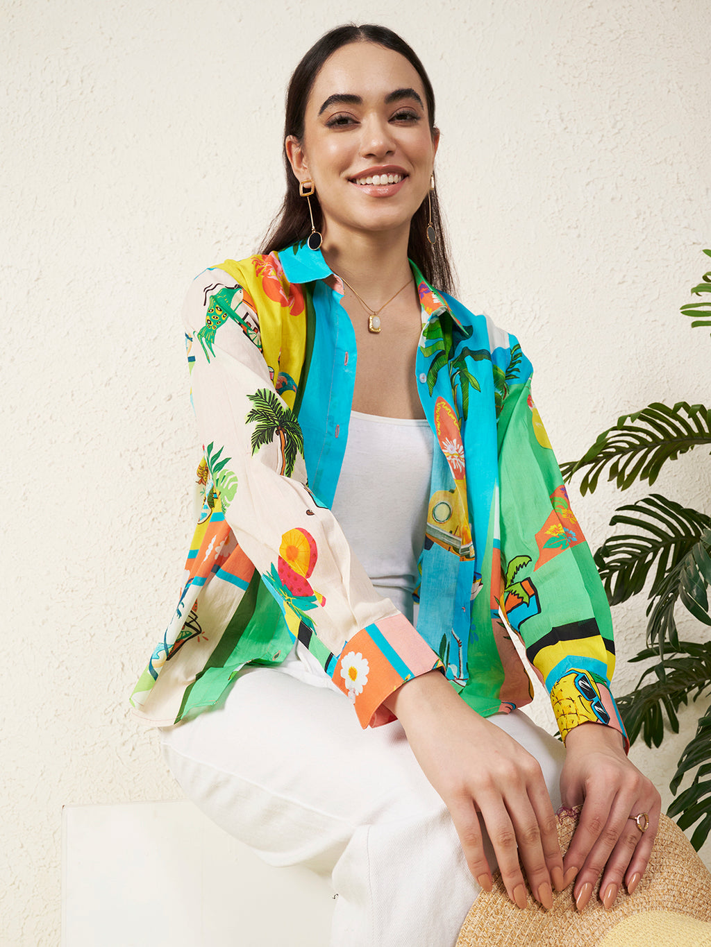 Women’s Tropical Print Multicolor Shirt