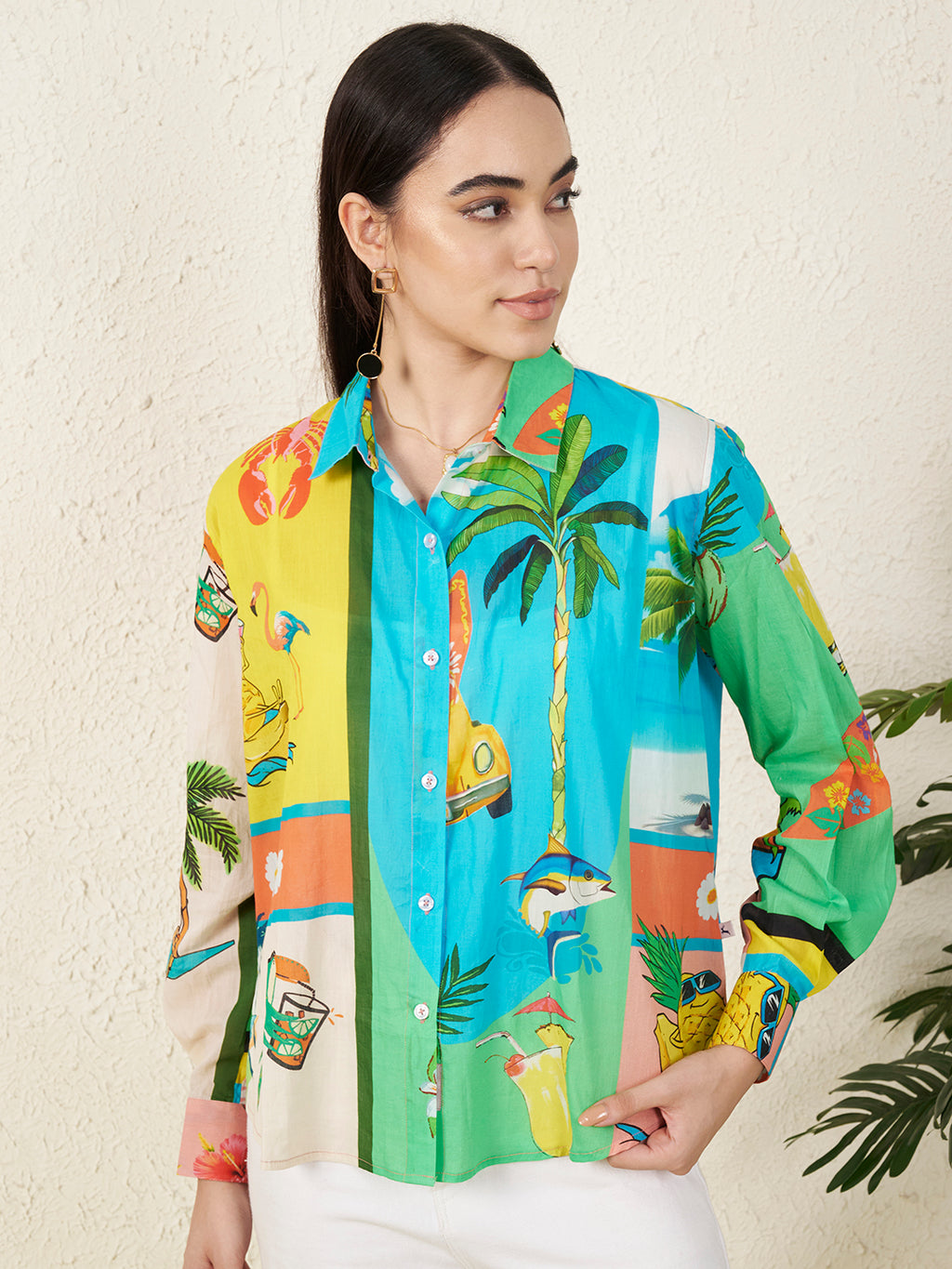Women’s Tropical Print Multicolor Shirt