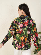 Women’s Black Tropical Floral Print Shirt