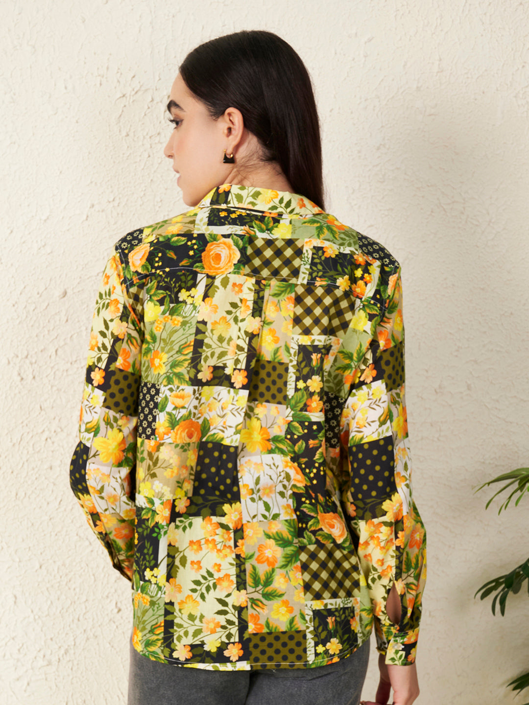 Women Vintage Motif Floral Shirt