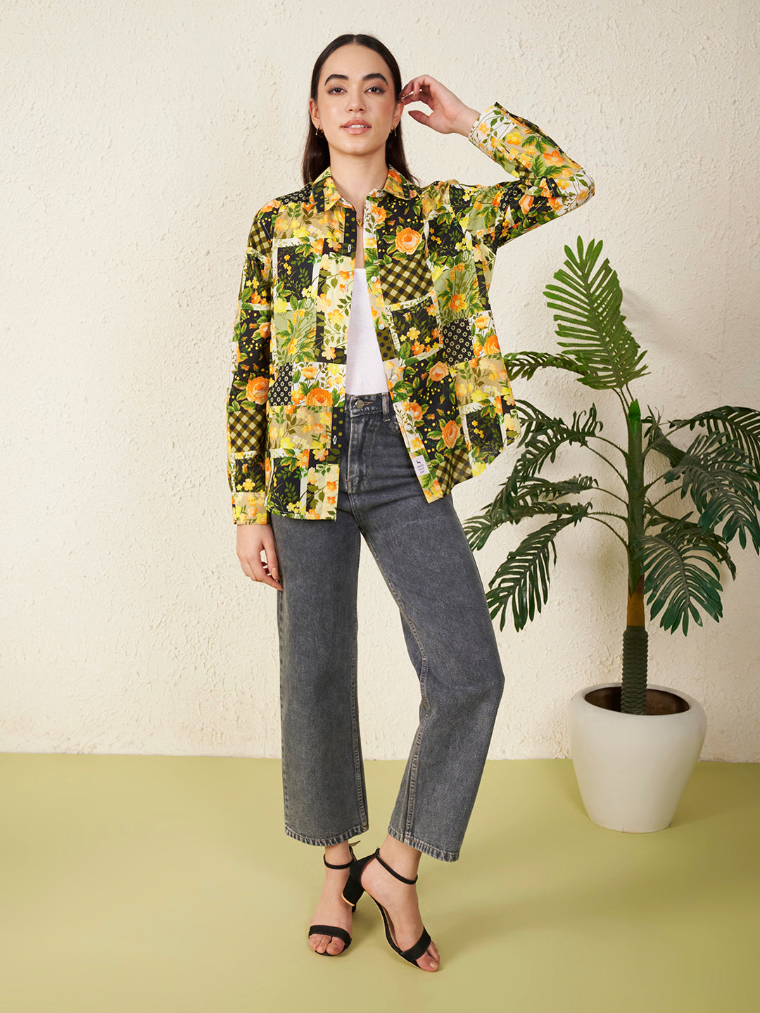 Women Vintage Motif Floral Shirt