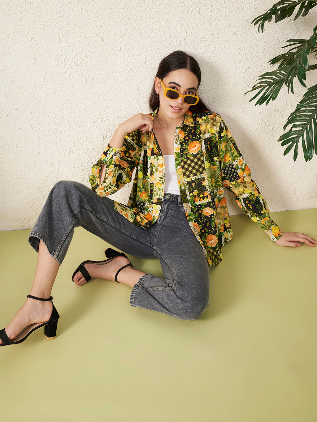 Women Vintage Motif Floral Shirt