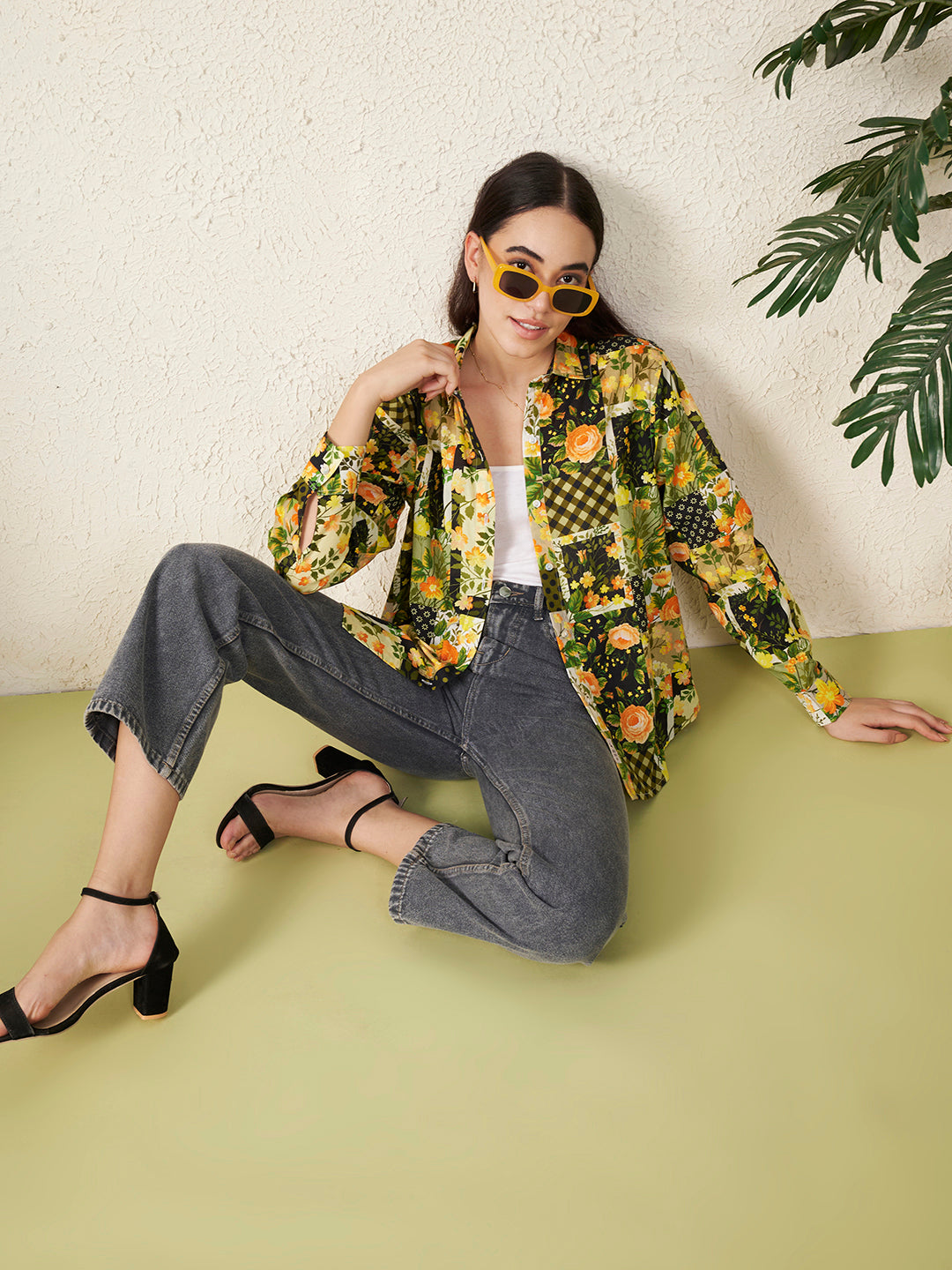 Women Vintage Motif Floral Shirt