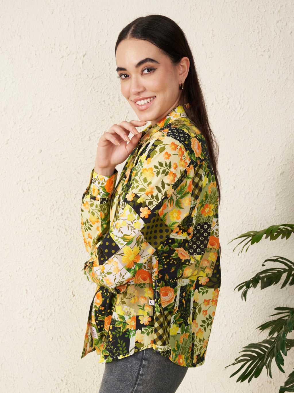 Women Vintage Motif Floral Shirt