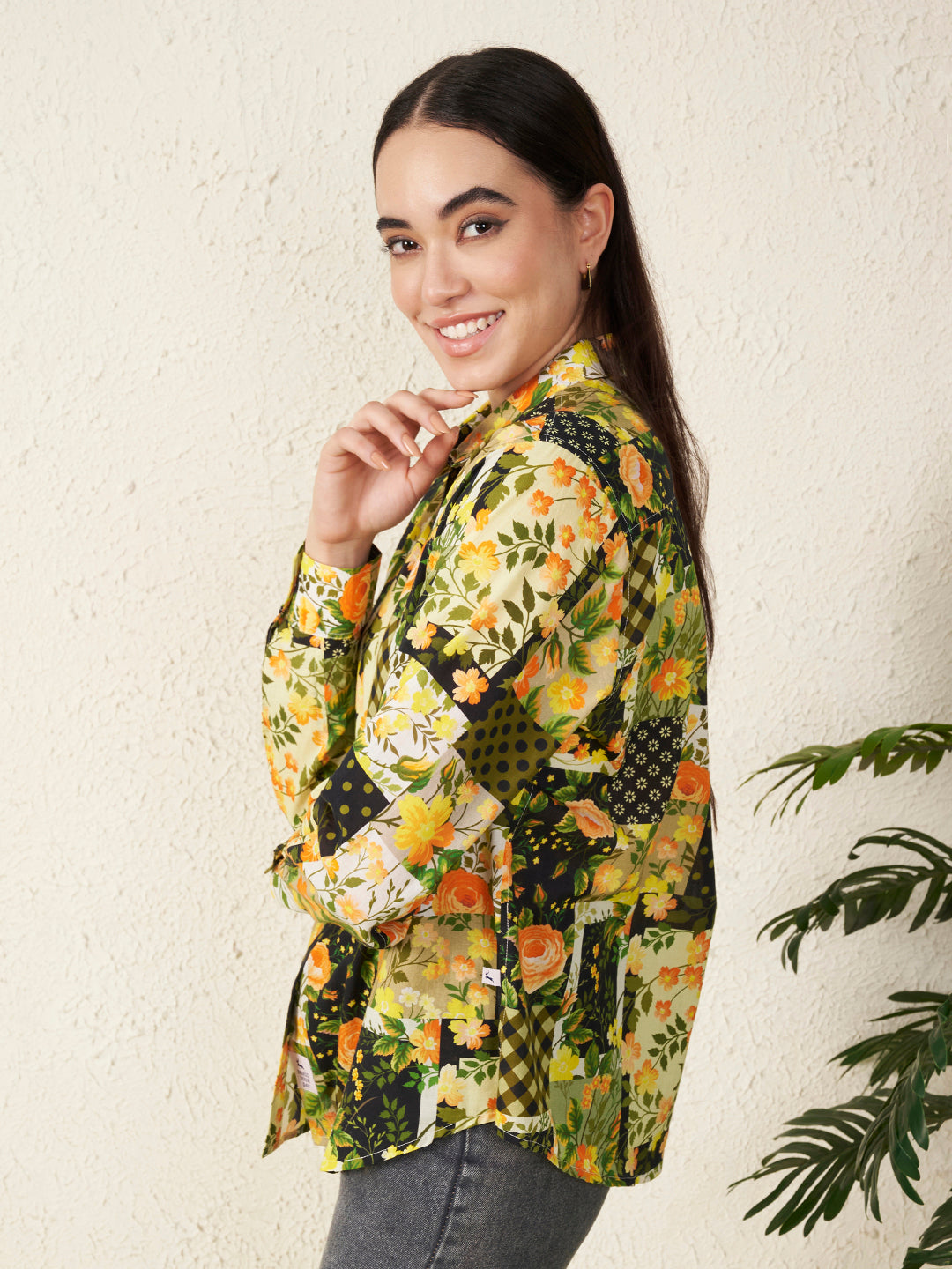 Women Vintage Motif Floral Shirt