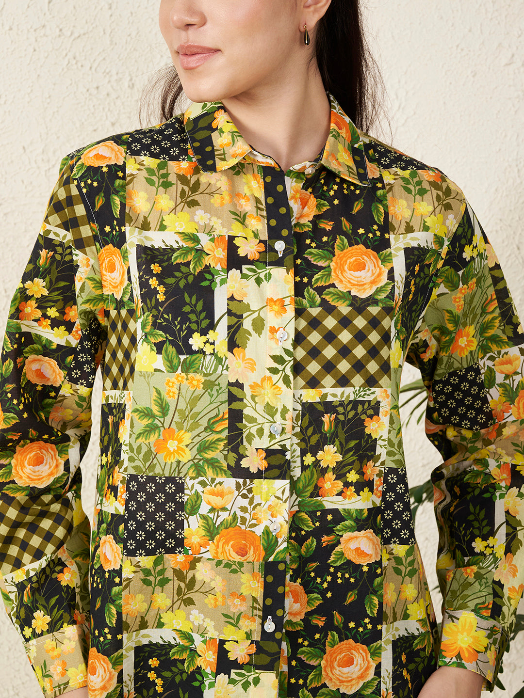 Women Vintage Motif Floral Shirt