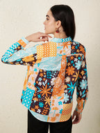 Women Retro Motif Floral Shirt