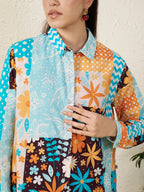 Women Retro Motif Floral Shirt