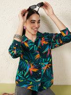 Womens Tropical Paradise Print Shirt