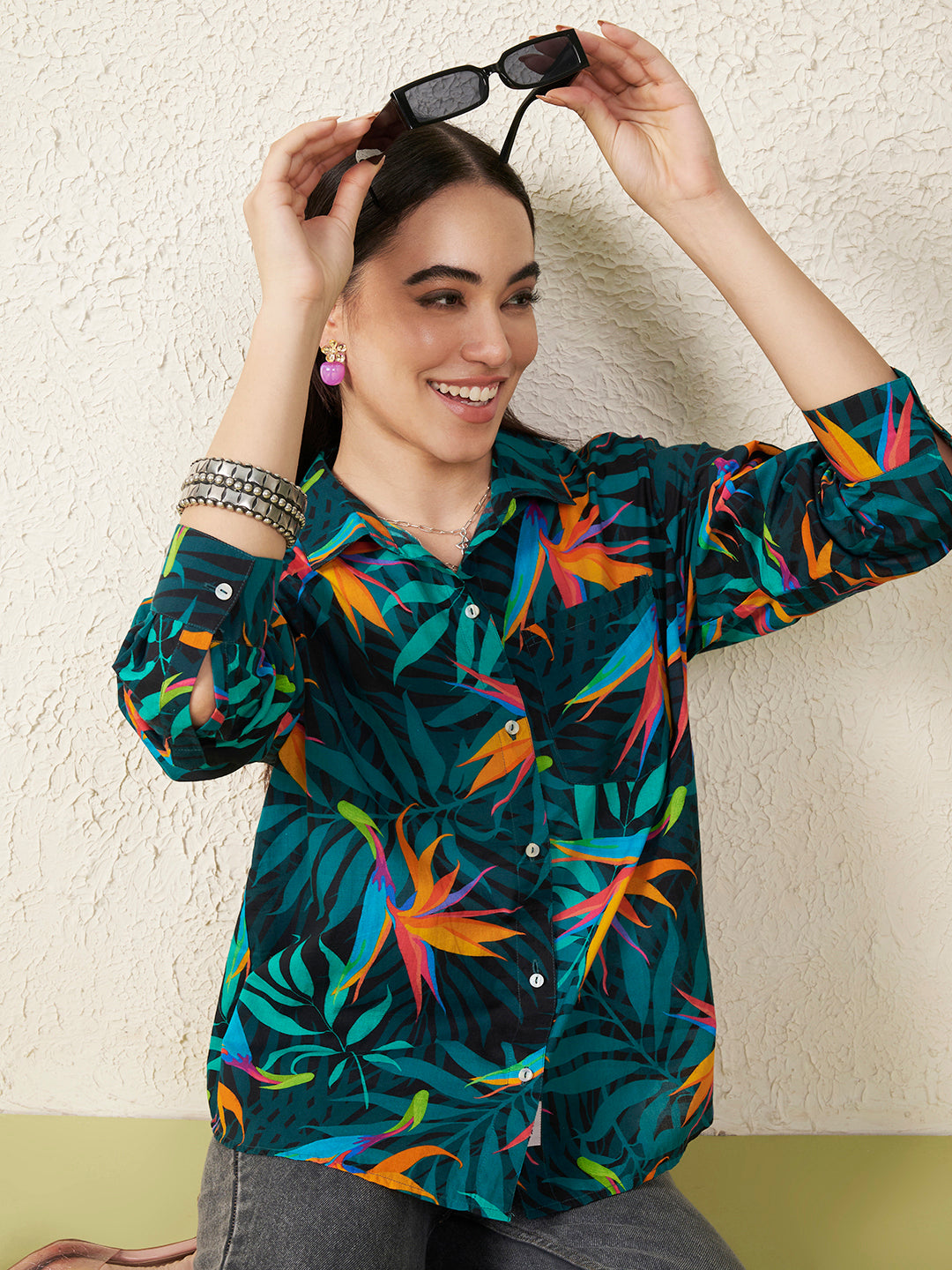 Womens Tropical Paradise Print Shirt