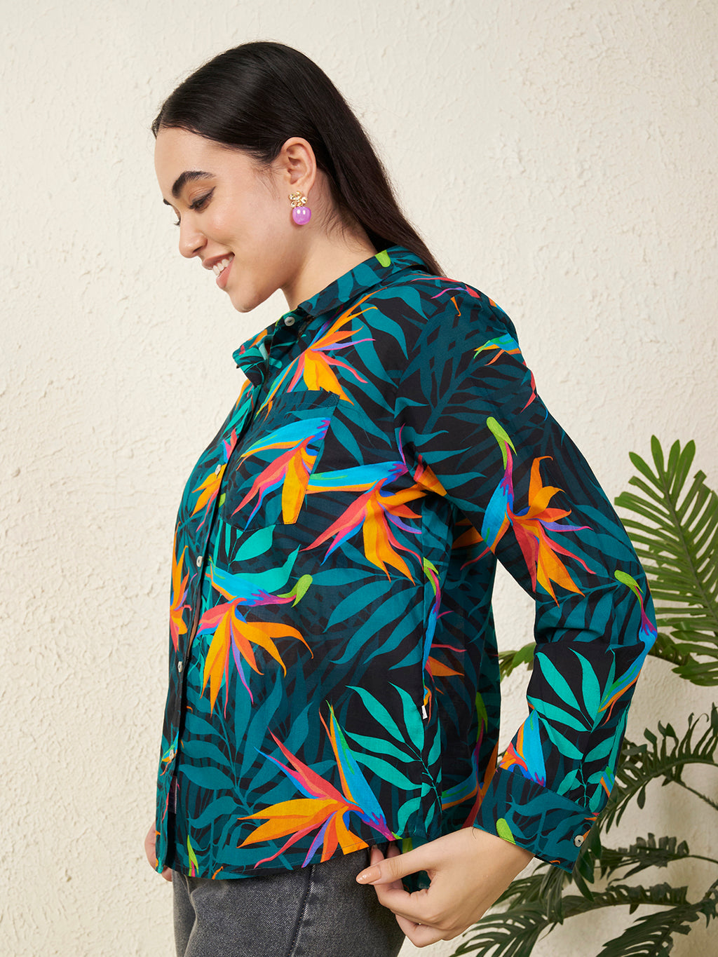 Womens Tropical Paradise Print Shirt