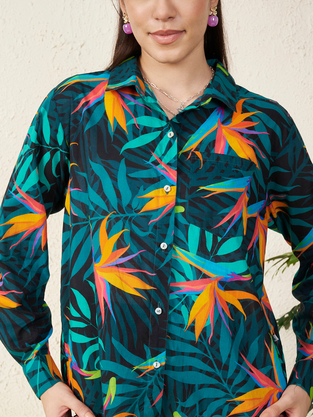 Womens Tropical Paradise Print Shirt