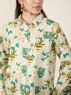 Women Tropical Floral Print Shirt