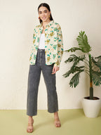 Women Tropical Floral Print Shirt