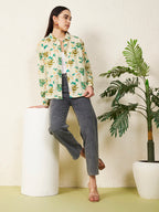 Women Tropical Floral Print Shirt