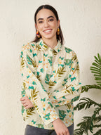 Women Tropical Floral Print Shirt