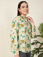 Women Tropical Floral Print Shirt