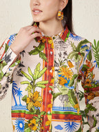 Women’s Multicolor Tropical Safari Print Shirt