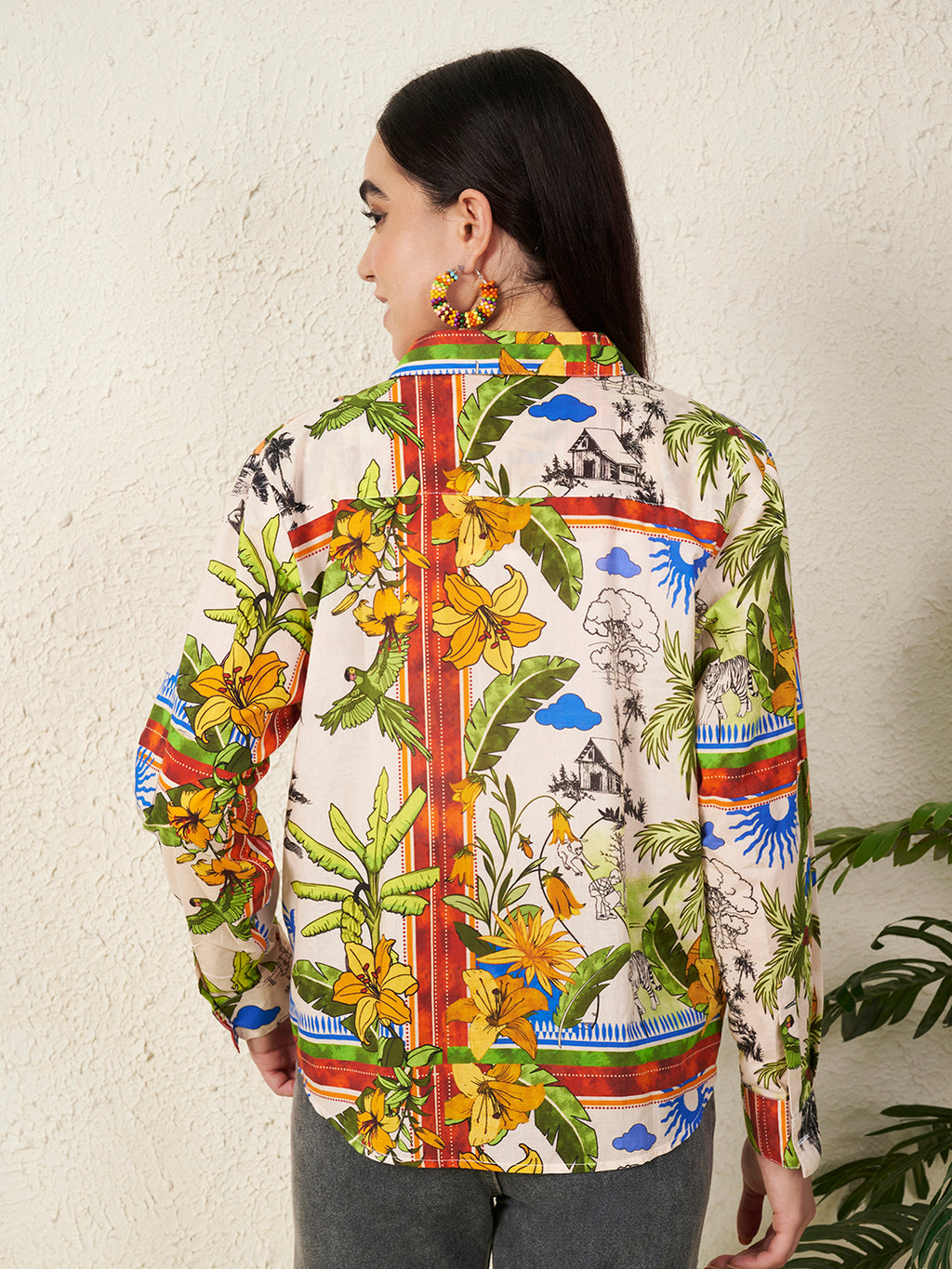 Women’s Multicolor Tropical Safari Print Shirt