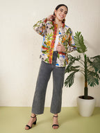 Women’s Multicolor Tropical Safari Print Shirt