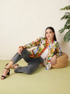 Women’s Multicolor Tropical Safari Print Shirt