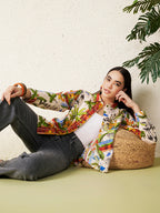 Women’s Multicolor Tropical Safari Print Shirt