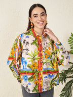 Women’s Multicolor Tropical Safari Print Shirt