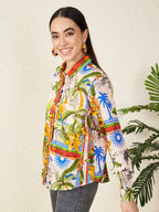 Women’s Multicolor Tropical Safari Print Shirt