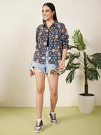 Women’s Blue Geometric Printed Shirt
