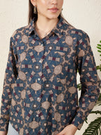 Women’s Blue Geometric Printed Shirt