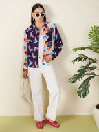 Women’s Multicolor Bird & Leaf Print Shirt