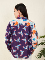 Women’s Multicolor Bird & Leaf Print Shirt