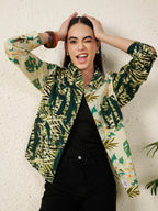 Women’s Green Tropical Mix Print Shirt