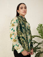 Women’s Green Tropical Mix Print Shirt