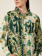 Women’s Green Tropical Mix Print Shirt