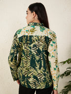 Women’s Green Tropical Mix Print Shirt