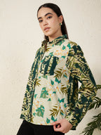 Women’s Green Tropical Mix Print Shirt