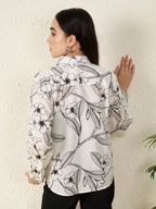 Women’s White & Black Floral Print Shirt