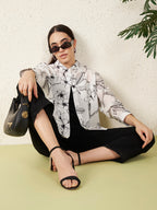 Women’s White & Black Floral Print Shirt