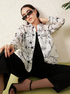 Women’s White & Black Floral Print Shirt
