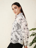 Women’s White & Black Floral Print Shirt