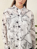 Women’s White & Black Floral Print Shirt