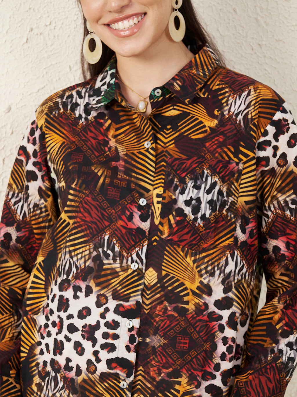 Women’s Multicolor Animal & Abstract Print Shirt